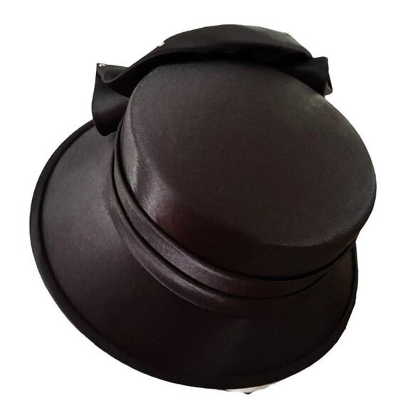 Designer Black Satin & Rhinestone Hat Mr. Hi\'s Classic Collection 22 1/4\